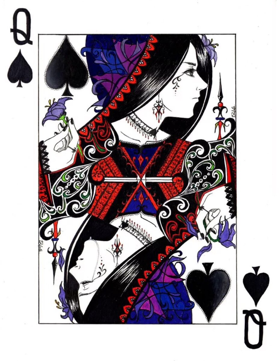 Туз пик дама треф. Карта дама пик. Фэшн иллюстрации игральные карты. Игральные карты эскиз. Игральная карта дама пик.