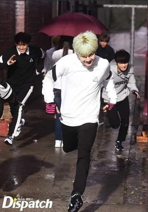 BTS. Suga's running.
