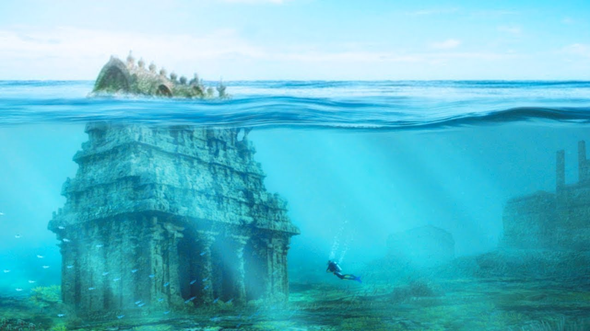 Затопленный город под водой