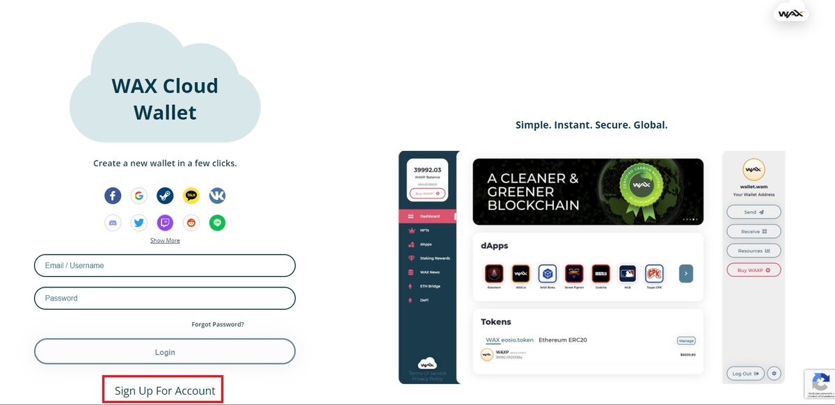 Жмём на Sign up For Account