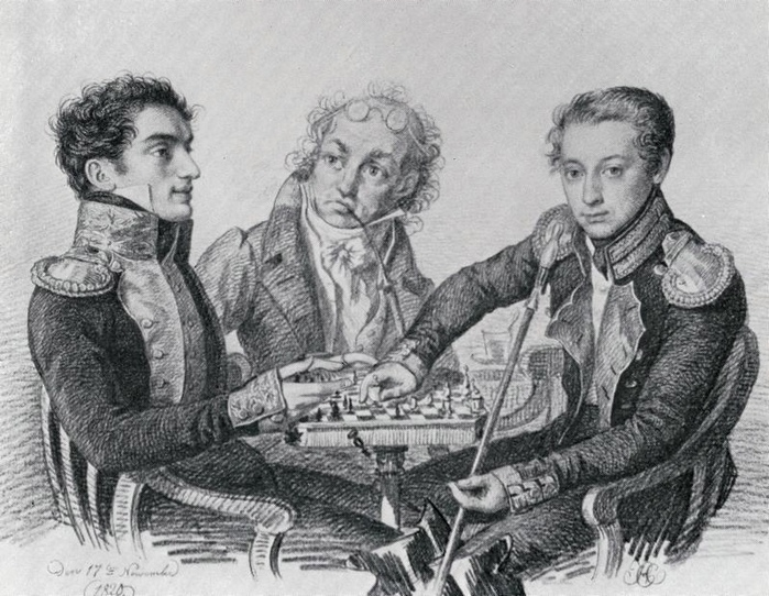 К. Гампельн. Портрет князя З.С. Херхулидзе, П.В. Капниста и Н.И. Лорера 1820 г.