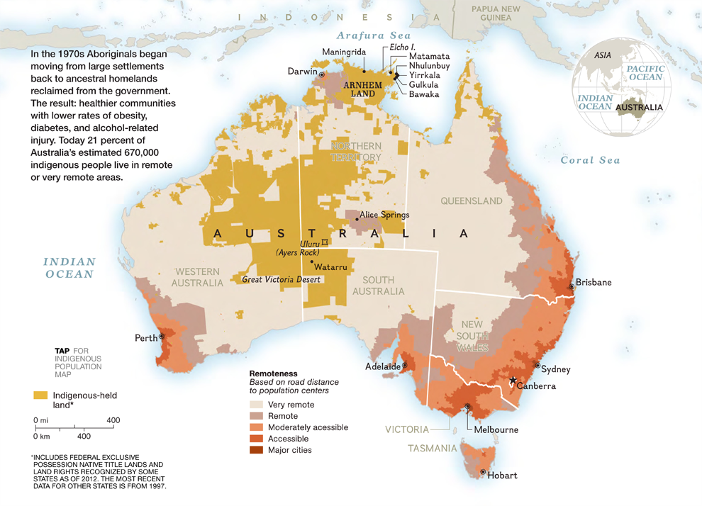 Карта плотность населения народы австралия