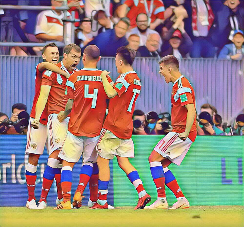 Празднование игроков сборной России на  ЧМ 2018