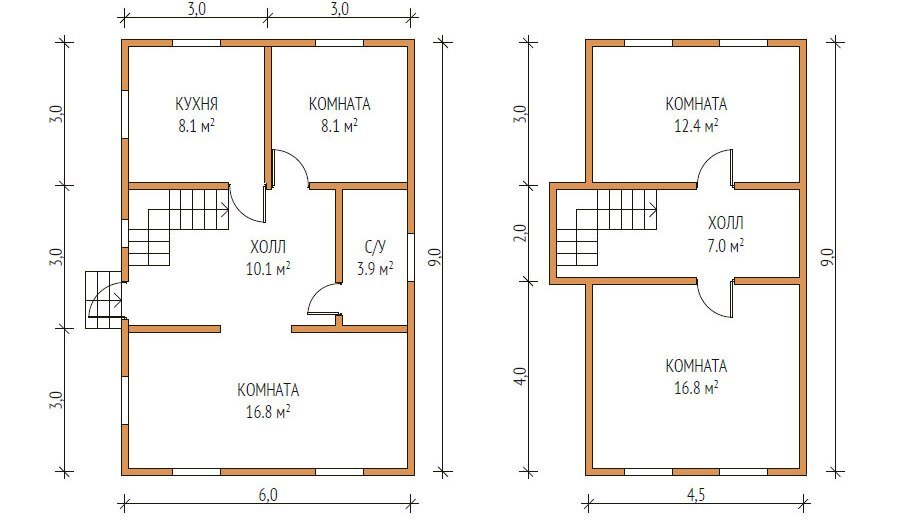 Дом из бруса 9 на 8, Проект 91