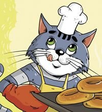 Кот Матроскин пёк в печи Для знакомых калачи.
Эти три, что с пылу с жару,
Получил за службу Шарик.
Дядя Фёдор съел лишь два
(Он осилил их едва).
Взял один калач галчонок.
Кот Матроскин взял один.
Остальное всё взял Печкин,
Этот чудный господин.
Подсчитайте-ка, ребятки,
Сколько было калачей,
Если Печкину досталось
Столько, как команде всей.