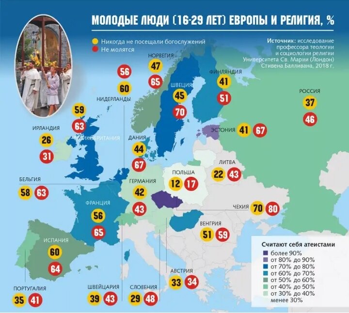 Карта распространения атеизма