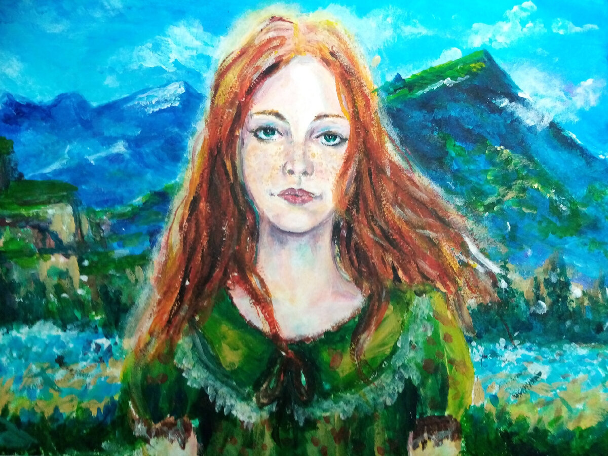 Рисунок Рады, октябрь 2017. Очень хотела себе она  рыжие волосы и имя на "И"