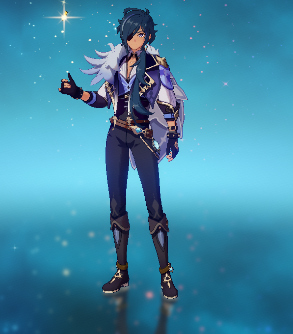 Стихия: Крио;  Оружие: Меч;
Пол: Мужской;
День рождения: 30 ноября;
Созвездие: Павлинье Перо;
Регион: Монштадт;
Принадлежность: Ордо Фавониус;
Особое блюдо: Фруктовые шашлыки.