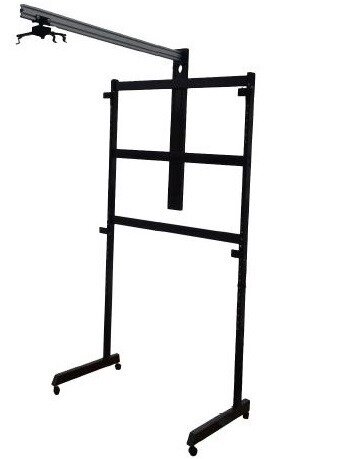 Универсальная мобильная напольная стойка IQBoard [STWP-06/1] предназначена для интерактивных досок цвет черный многоуровневое крепление по высоте колеса универсальное крепление для коротко/ультракороткофокусного проектора с точной подстройкой и miniPC Aopen, GE