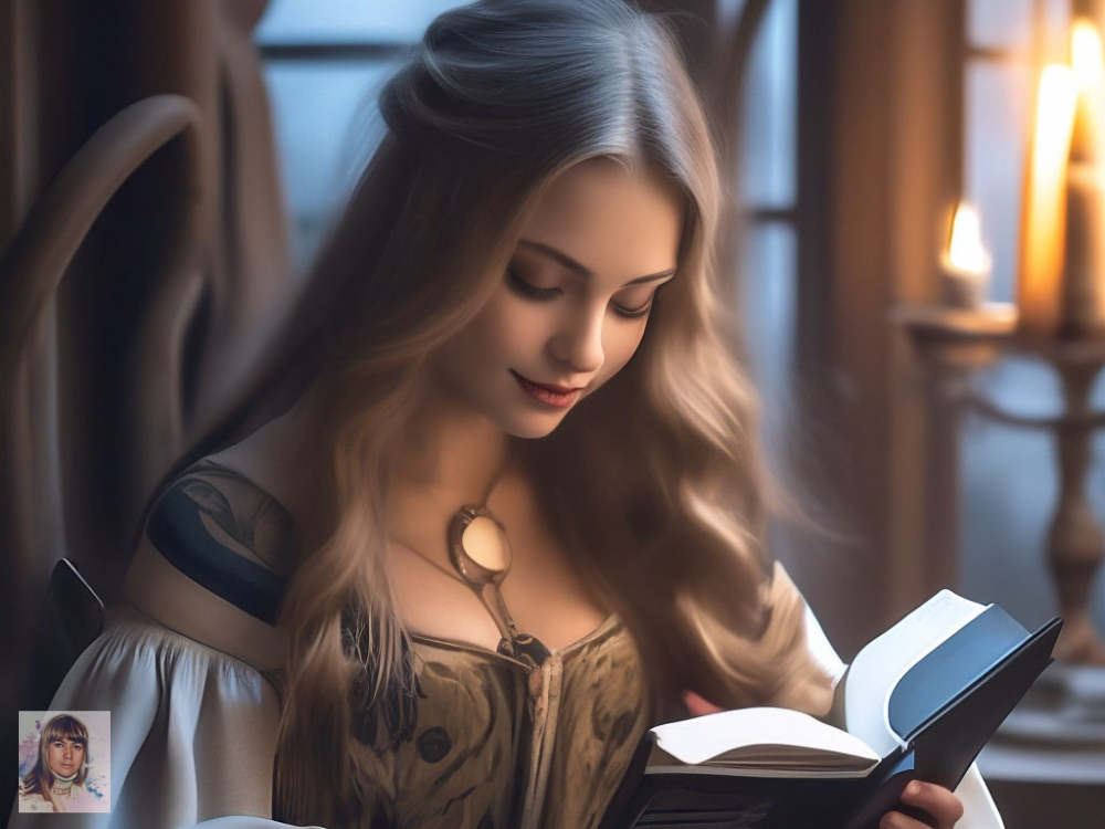 Изображение для меня любезно создала ИИ Шедеврум - девушка читает книгу