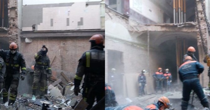 Разбор завалов обрушившегося корпуса