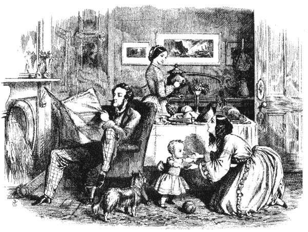 Молодая семья. Иллюстрация Джона Тенниела к роману Шерли Брукс «Гордиев узел». 1860