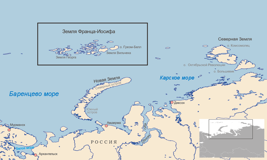 Земля Франца-Иосифа на карте