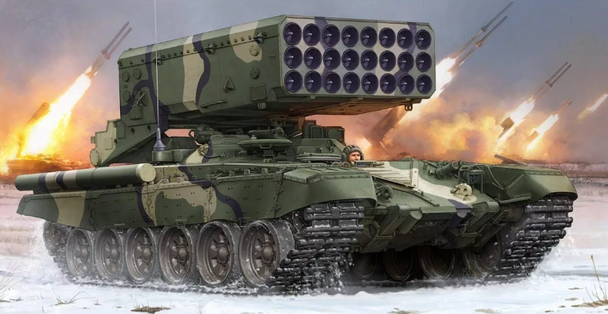 ТОС-1А предназначена для непосредственной огневой поддержки наступающей пехоты и основных боевых танков
 