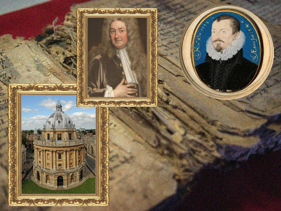 Цифровой коллаж с портретами Сэра Томаса Бодли, Джона Рэдклиффа и Оксфордской ротонды из цифрового собрания библиотеки Фурцевой