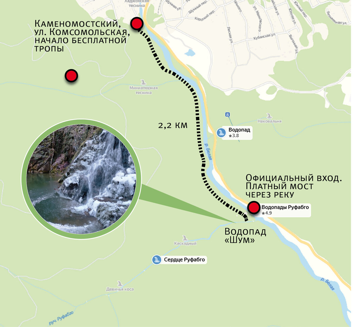 Водопады руфабго карта маршруты