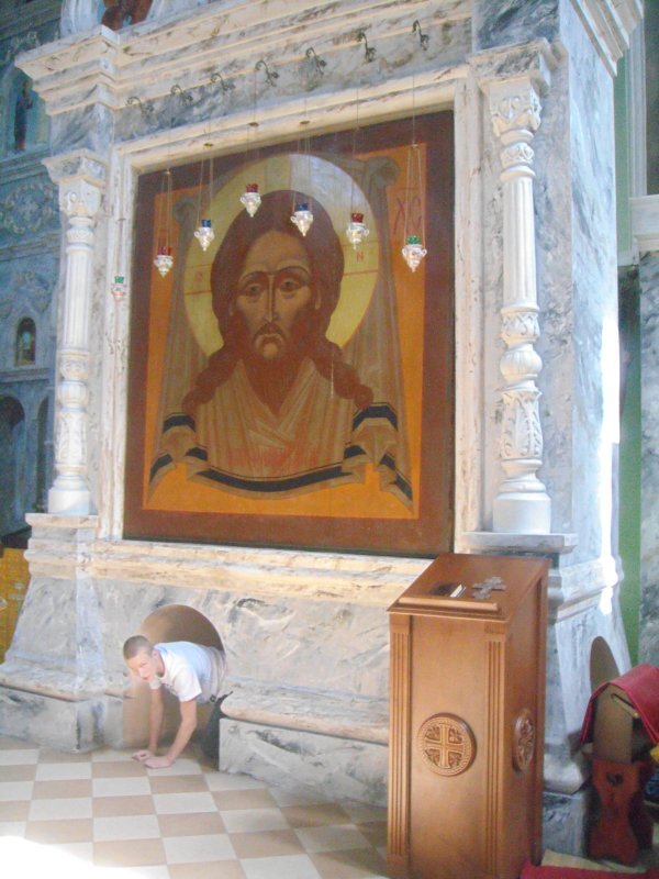 Икона Спаса Нерукотворного с лазом в Гуслицком монастыре г. Куровское