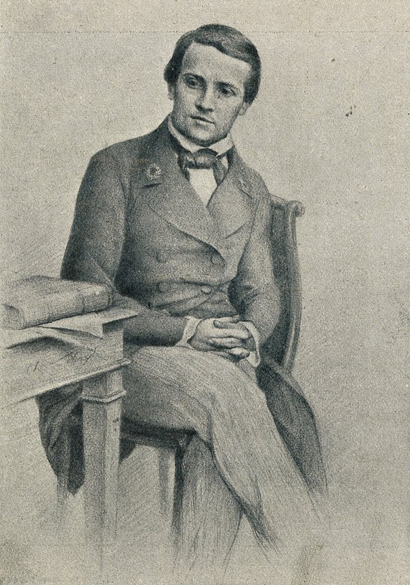 24-летний Пастер в годы обучения в Эколь Нормаль. Литография с дагеротипа. 