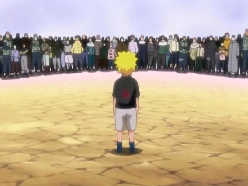 Жители деревни считают изгоем Наруто.