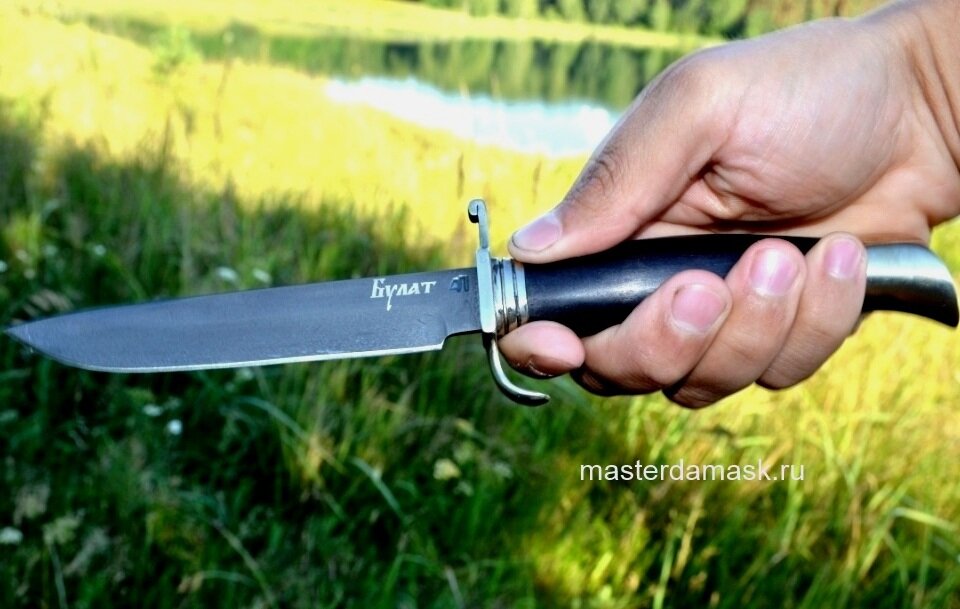 Нож Финка НКВД сталь Булат, рукоять стабилизированный граб, литьё мельхиор реплика