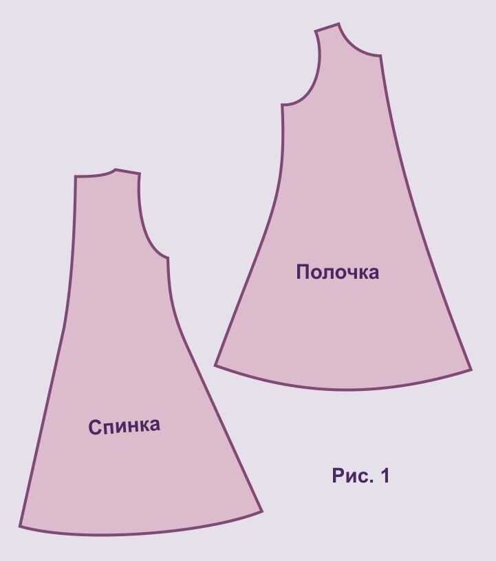 Рисунок комплекта выкроек для летнего платья без рукавов.