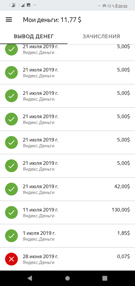 первые выводы денег
