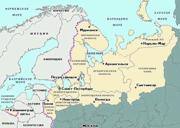 Карта Северо-Западного Федерального округа