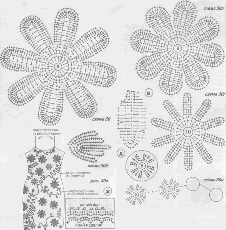 Схемы ромашек из интернета.