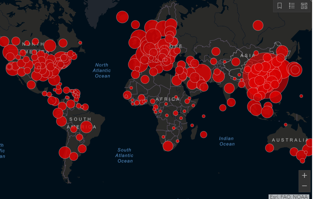 Карта распростронения коронавируса