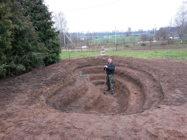 Копаем углубление под водоем