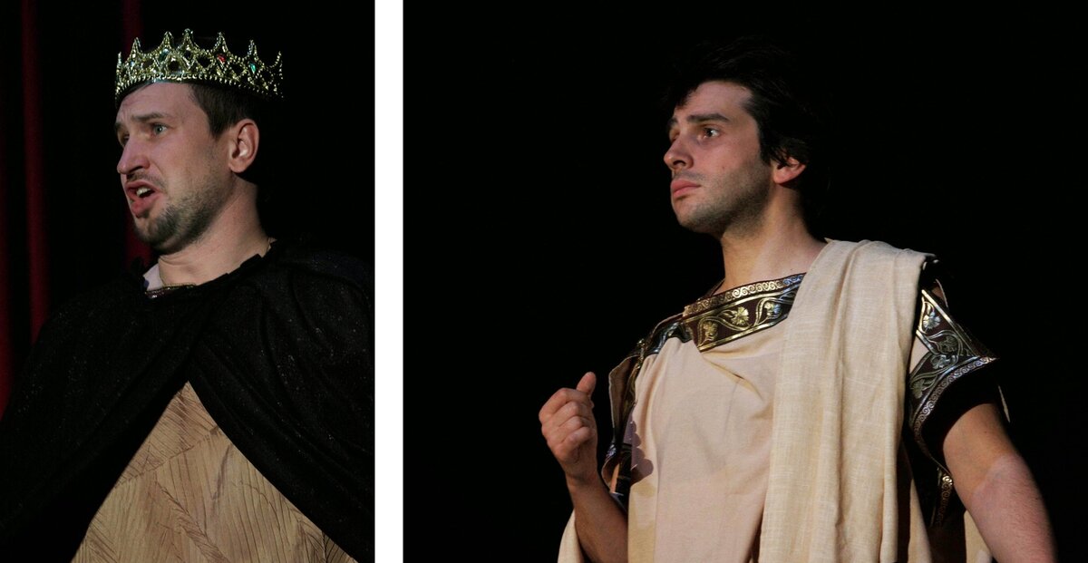 Эх, папа, что же вы наделали... Опера "Идоменей" в исполнении студии "Орфей". Кстати, с драматическим наполнением образа царя студиец Сергей Кочетов (слева) в той постановке справился замечательно.