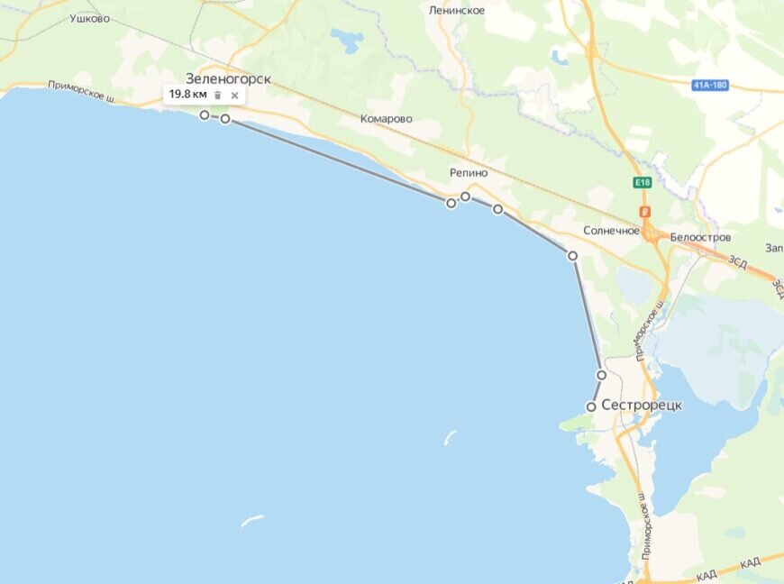 Протяжённость пляжа в Курортном районе