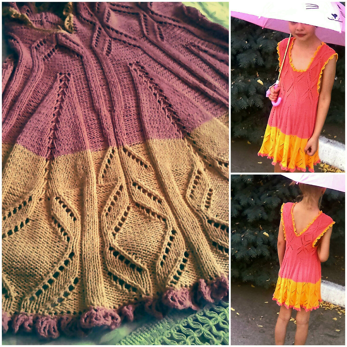 Открытый сарафанчик из  хлопка спицами.