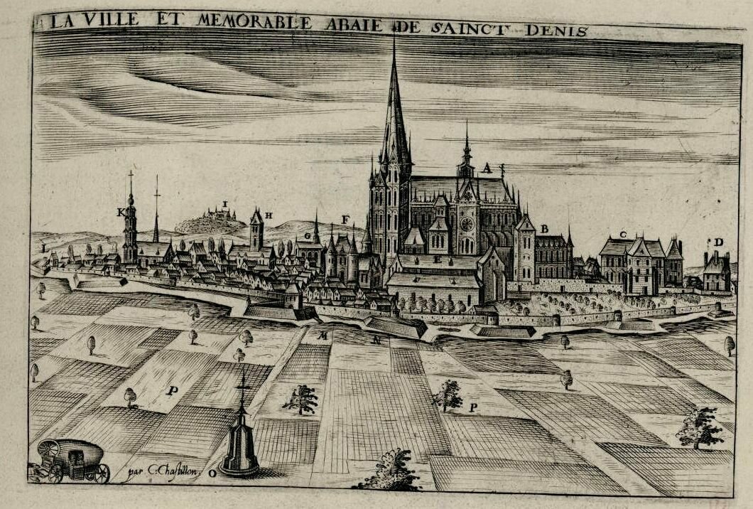 Аббатство Сен-Дени в 1600 году. Гравюра по рисунку Клода Шатильона  wikipedia