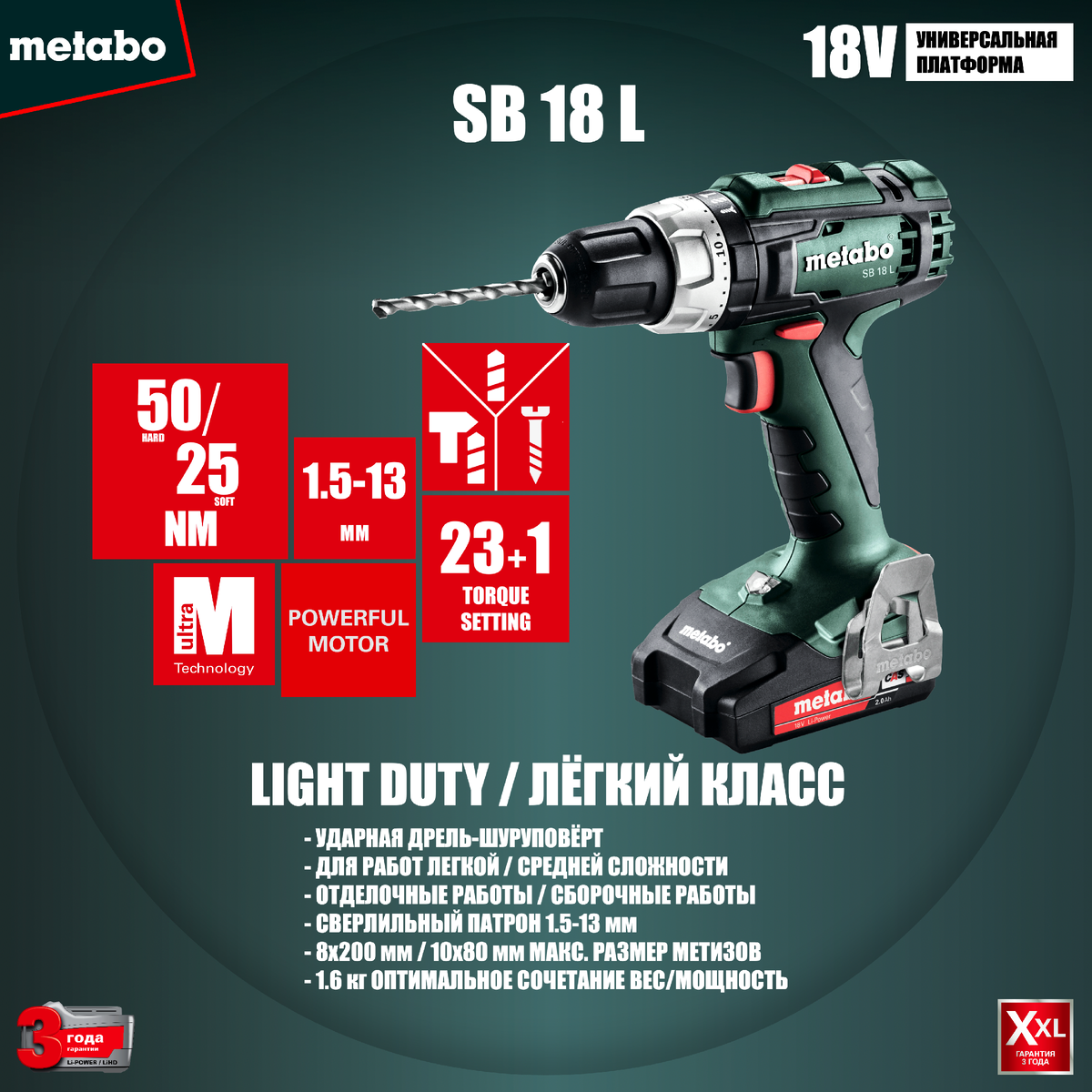 SB 18 L - ударная дрель-шуруповёрт класса Light Duty