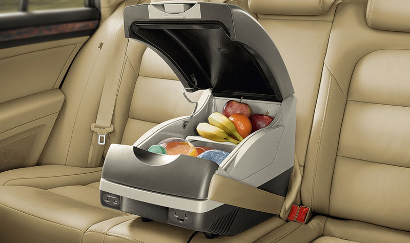 Существуют множество моделей автохолодильников. Некоторые сохраняют прохладу до 4-6 часов, другие до 12-16 часов. Есть модели, которые работают от прикуривателя. Если денег жалко - дешёвый аналог это термосумки, но держат прохладу до 2 часов.