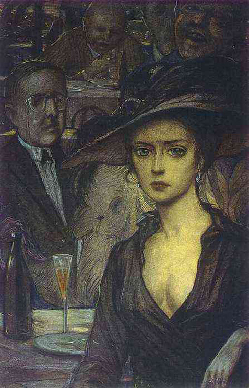 И. Глазунов. Незнакомка. Иллюстрация к стихотворению А. Блока. 1980.