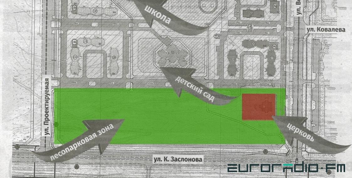 Если будет принято решение о строительстве, церковь появится здесь