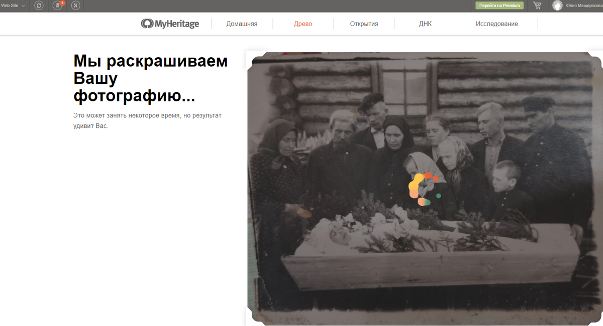 Скрин сайта myheritage.com 