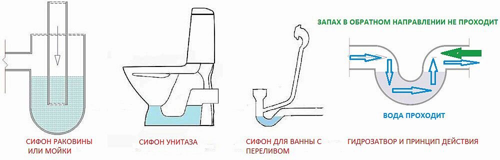сифоны и гидрозатвор