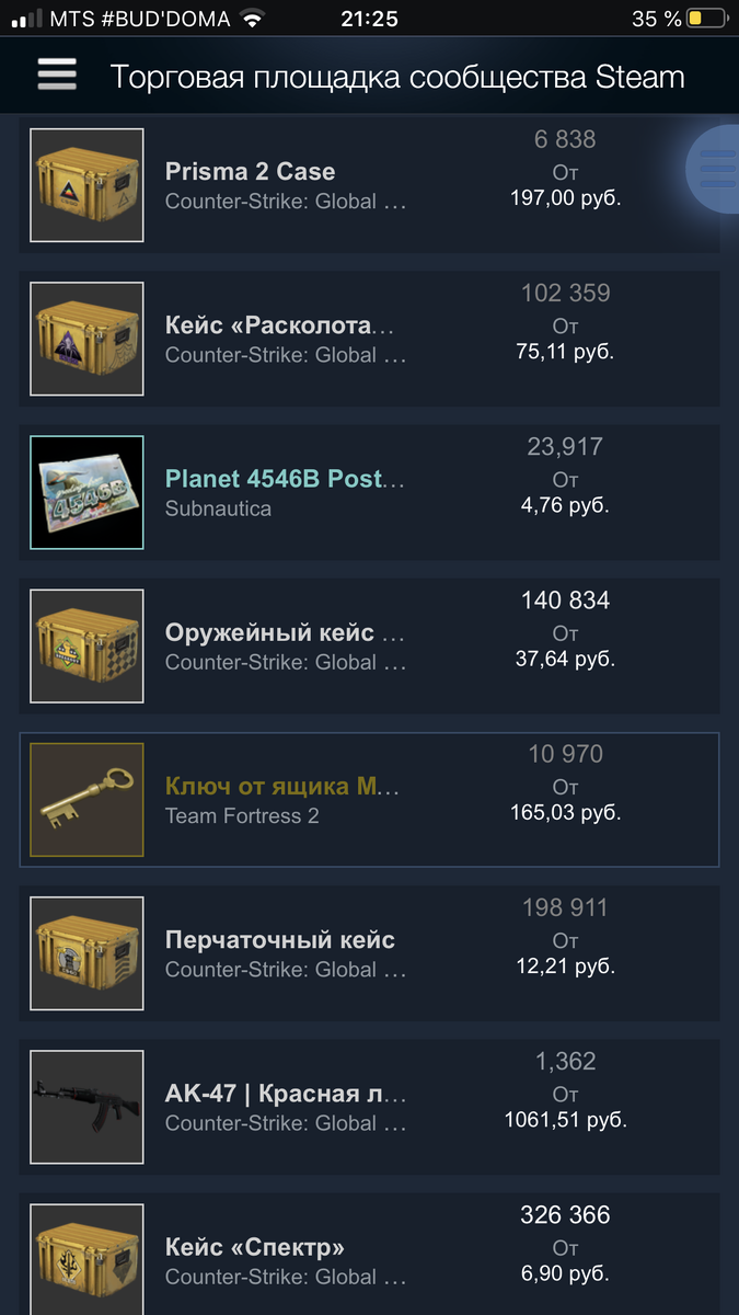 Скрин 1. Торговая площадка Steam