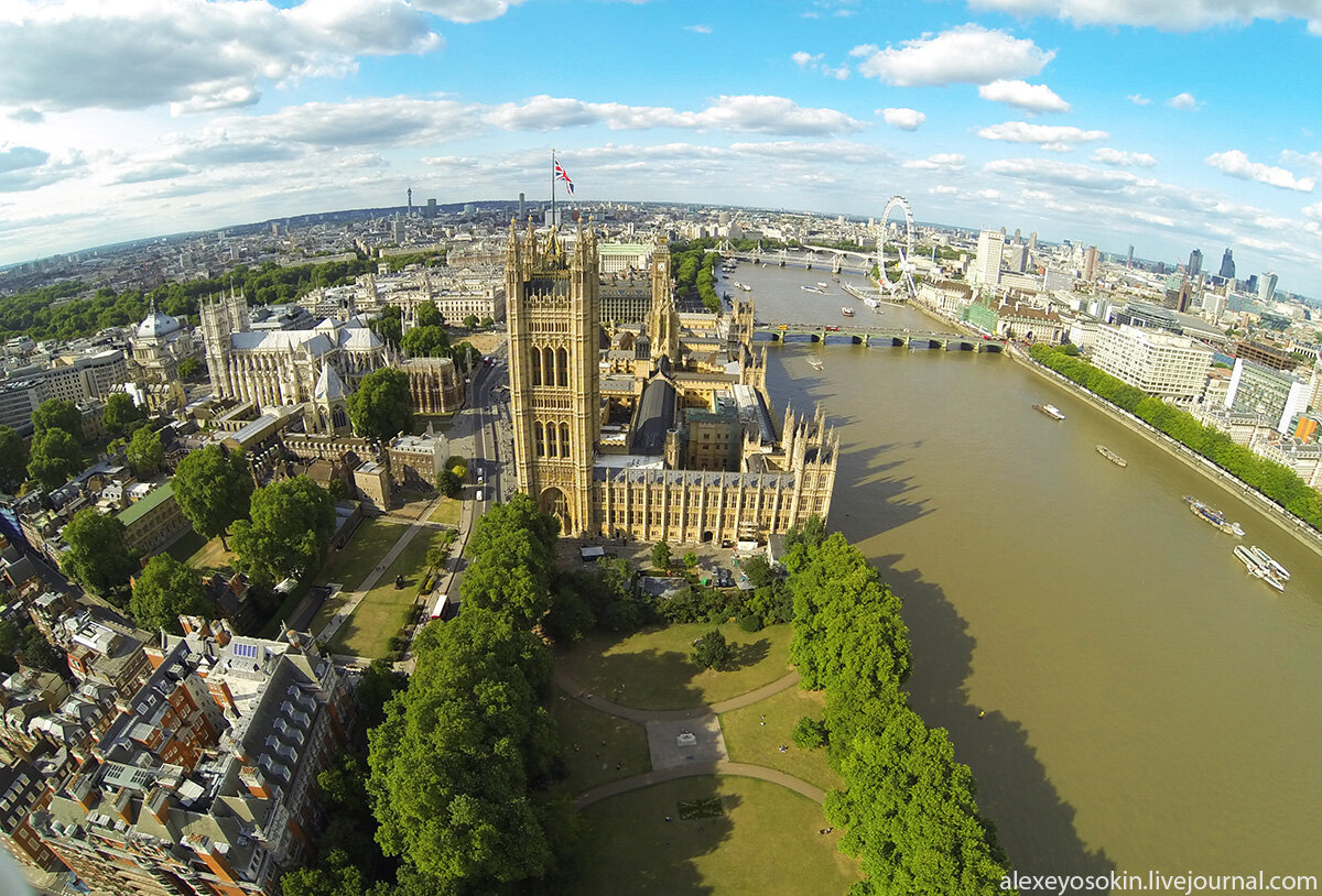 Вестминстерский дворец. Лондонский глаз (London Eye). Темза.