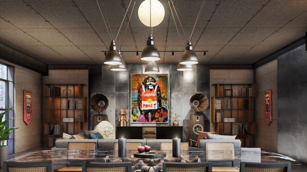 Гостиная в стиле гранж