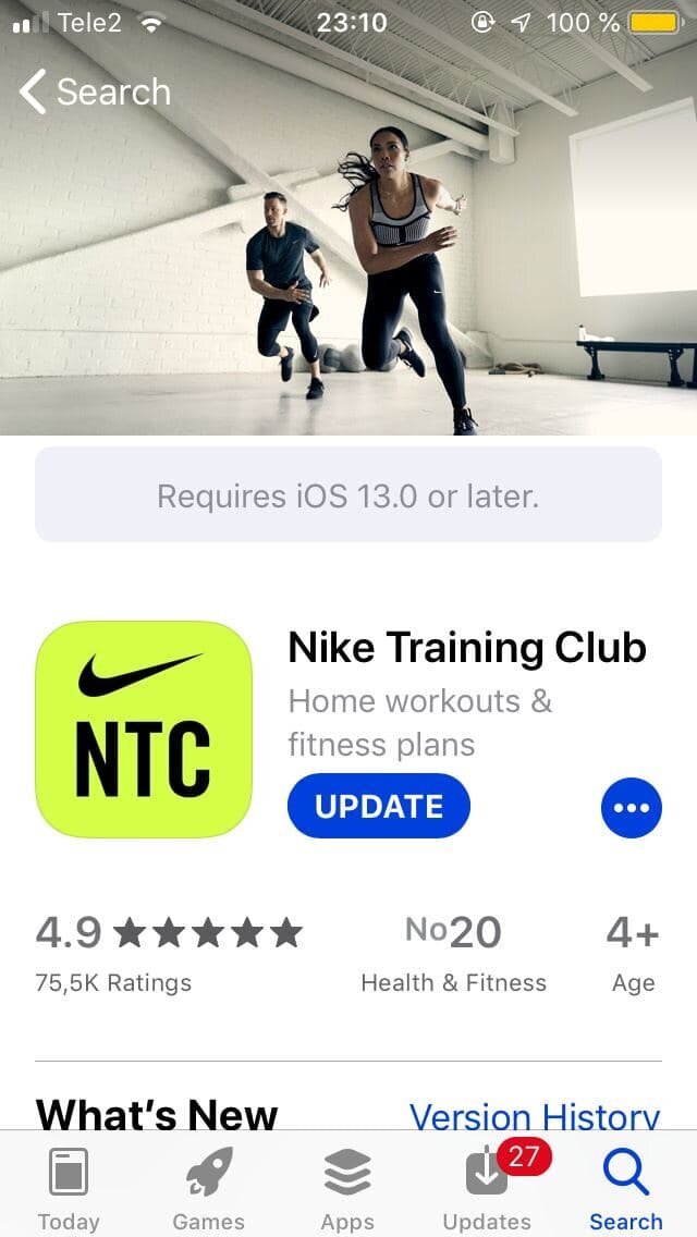 Nike Training Club скриншот приложения 