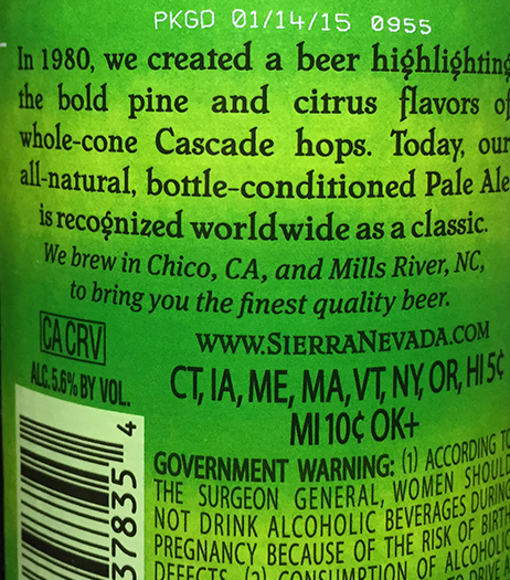 Знаменитый Sierra Nevada Pale Ale. Где плотность? Нет плотности.