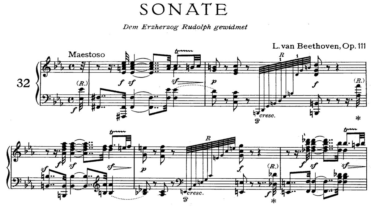 Людвиг ван Бетховен | соната no. 32 до минор | последняя соната Бетховена | ноты для фортепиано