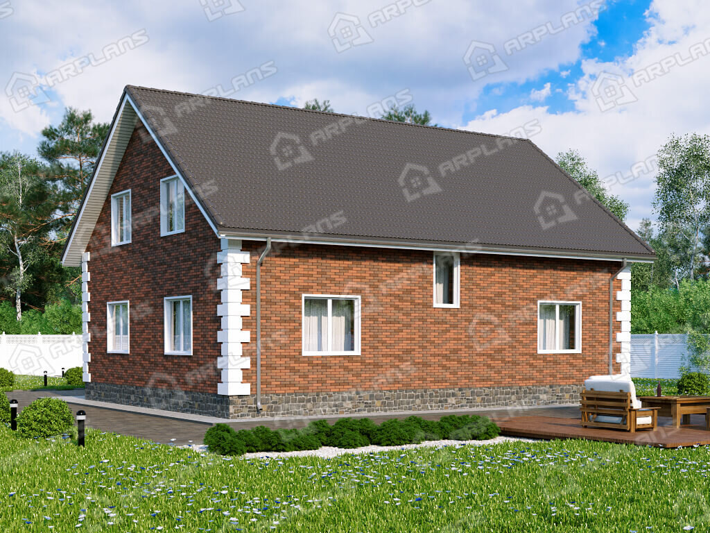 Фото 2 двухэтажного дома из газобетона с мансардой, 3 спальнями, гостевой комнатой и газовой котельной. 200 кв м. Источник arplans.ru Проект К-369