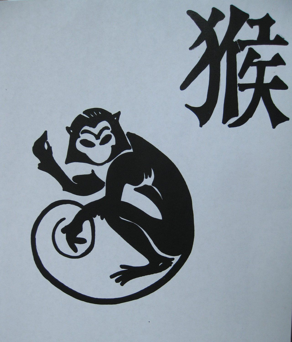Знак зодиака обезьяна года. Китайский гороскоп обезьяна иероглиф. Тату год обезьяны. Символ обезьяны тату. Обезьяна эскиз.