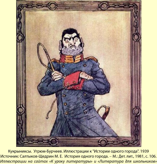 Угрюм-Бурчеев. Иллюстрация Кукрыниксов (http://literatura5.narod.ru/s_shedrin_history1.html)