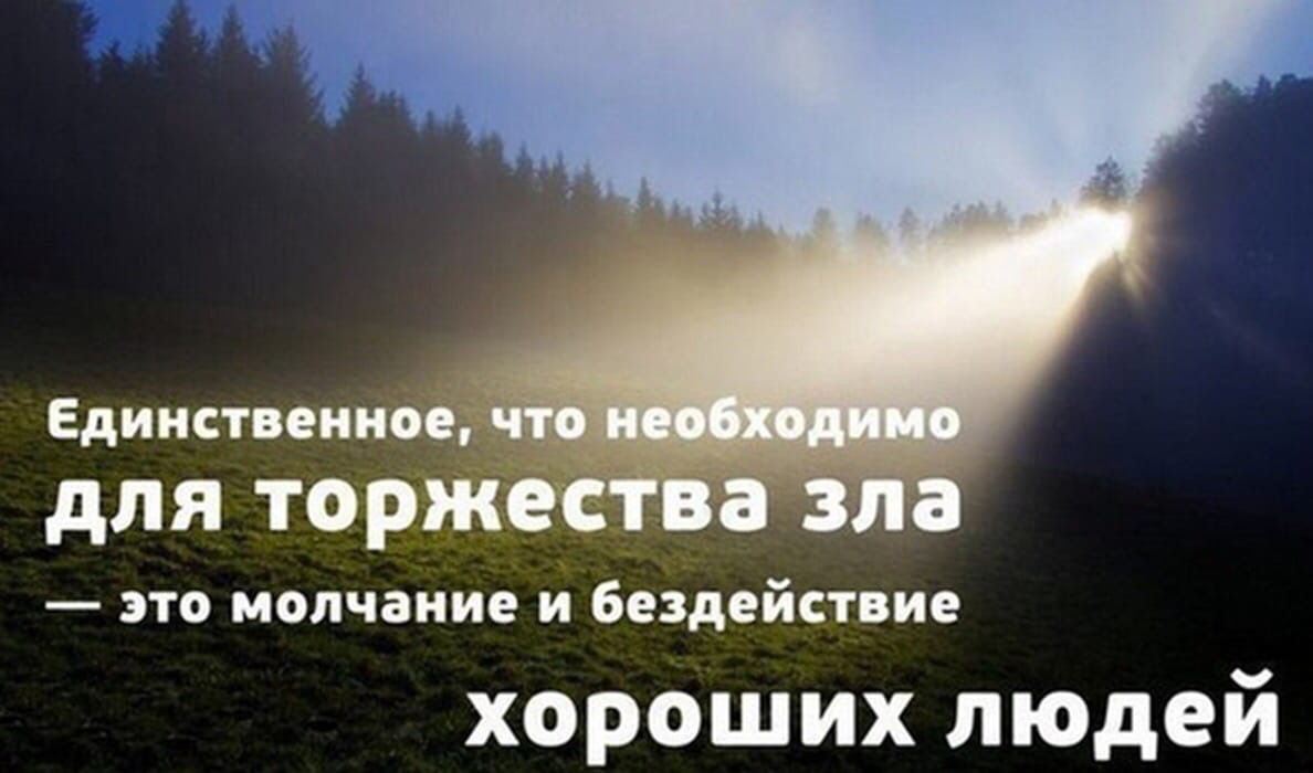 Для торжества зла достаточно бездействия добра. Единственное, что необходимо для торжества зла.